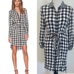 Diane Von Furstenberg Silk Prita Dress in black and white gingham